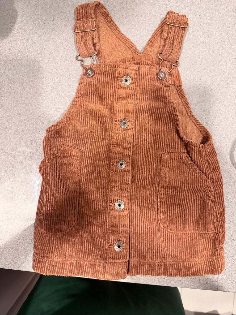OshKosh B'gosh Rust Corduroy Button-Front Overall Dress
